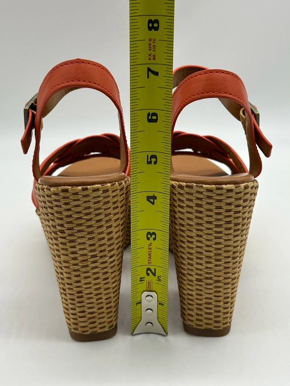 Korks Dee Orange Platform Sandals Size 6 Woven Block Heel Slingback NIB